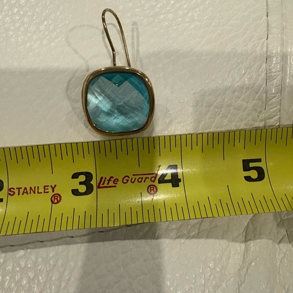 Blue topaz statement earrings, gold vermeil drops. - Picture 3 of 3